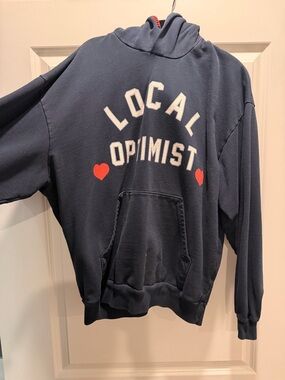 Madhappy Navy Local Optimist Hoodie with Red Hearts